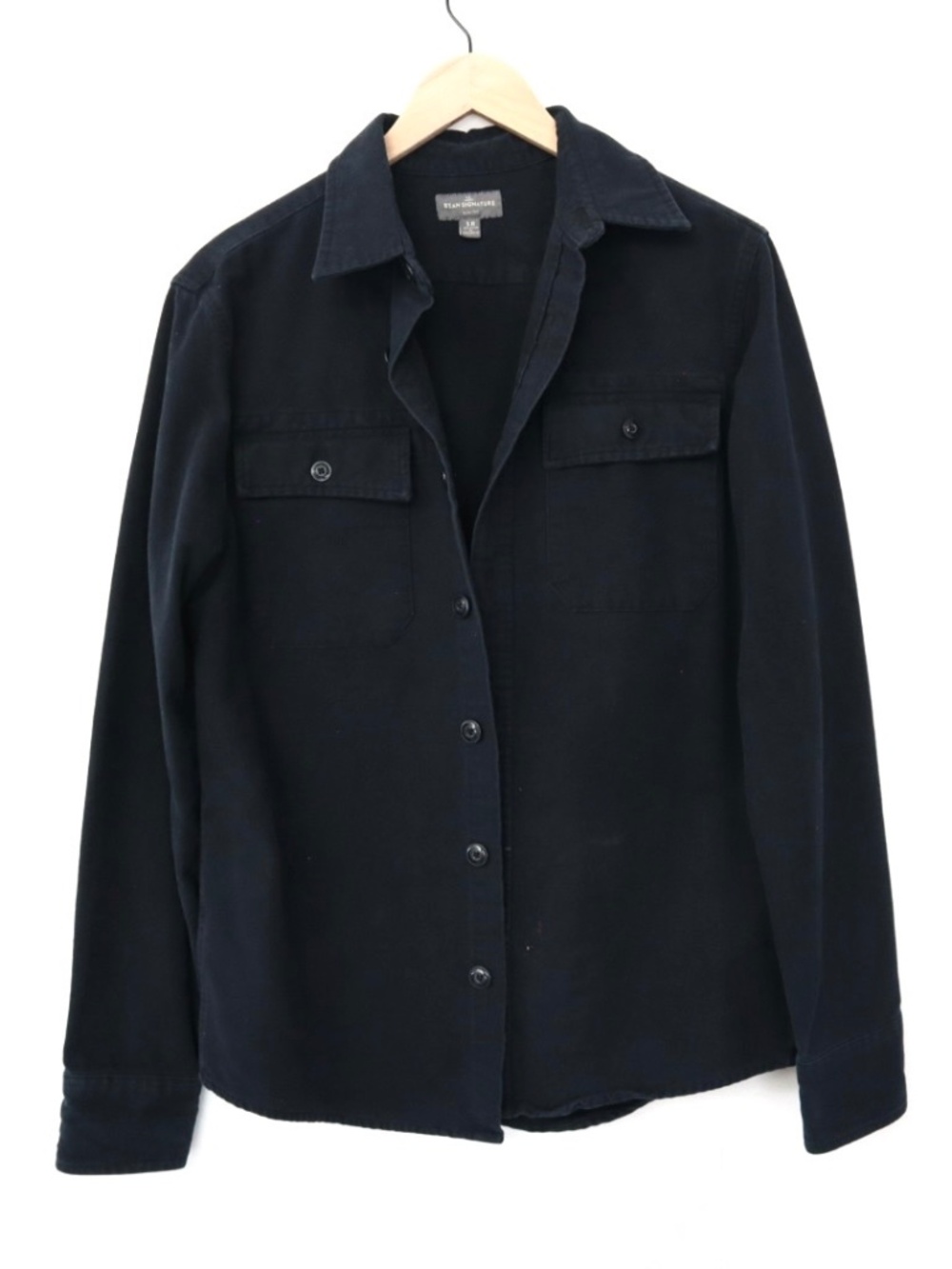 LL Bean Signature Black Flannel Button-Up